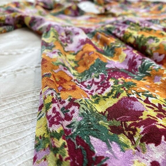 FRANK AND OAK THE BABYDOLL COLORFUL FLORAL HALF SLEEVE DRESS IN MULBERRY - XS - Picture 8 of 11